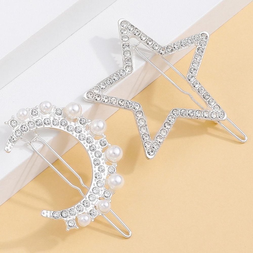 NWT Moon and Star Hair Clips